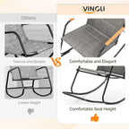 VINGLI Outdoor Rocking Chair, 450lbs Capacity Portable Outdoor Rocker with Footrest, Hard Armrests, Pillow, All Weather Porch Rocker for Garden, Living Room, Patio, Lawn (Black&Gray, with footrest)