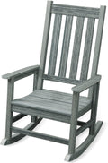 Oversized Outdoor Rocking Chair, HDPE 350lbs Heavy Duty Porch Rocker with High Back, All Weather Resistant Patio Rocking Chair for Lawn, Garden & Deck (Grey)