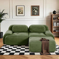 SoarFlash 81” Sectional Cloud Sofa Couches for Living Room-2 Seater L-Shaped Modern Lounge Couch-No Assembly Modular Corduroy Convertible Sponge Sleeper Sofas with Chaise for Home House,Green