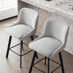 SAECKBERG Swivel Bar Stools Set of 3, 26''H Upholstered Barstools with Backs, Modern Counter Height Bar Stool Chairs for Kitchen Island, Metal Legs, Light Gray Fabric Counter Stools