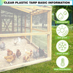 8Ftx10Ft Clear Greenhouse Plastic Covering, 16Mil Thickness Heavy Duty Clear tarp for Chicken coop, Greenhouse Plastic sheeting with Hemmed Edges & preinstalled Grommets.