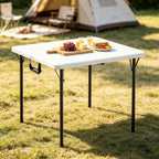 Folding Table, 36in Folding Table Portable with Built-in Handle, Plastic Table with Heavy Duty Steel Legs Supports to 300lbs, Suitable for Party, Camping, Events Indoor&Outdoor Use, White
