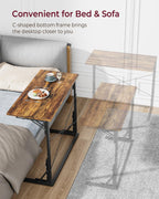 Vantic 31.5" Folding TV Tray Table for Eating on Couch, Rustic Brown | Foldable Couch Desk Table for Small Spaces, Extra Large TV Dinner Trays, Portable Fold Computer Writing Desk for Home Office
