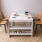 118.2" Modern Extendable Dining Table for 2 to 12 People with Outlet, Space Saving Expanding Table with Storage for Party, Weddings, Meetings, Celebrations (White)