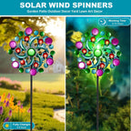 Solar Wind Spinners Outdoor - Wind Sculptures & Spinners, 60.6 Inch Windmill Kinetic Yard Art Decor with Stake, Wind Spinner for Yard and Garden Lawn Farmhouse (Circle)