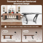 chartustriable Dining Table for 8-10 People,94" Large Modern Kitchen Table W/Built-in Table Runner Design,Brown&Black Industrial Rectangular Dinner Table,Waterproof Wood Table Sturdy Base,280lbs Load