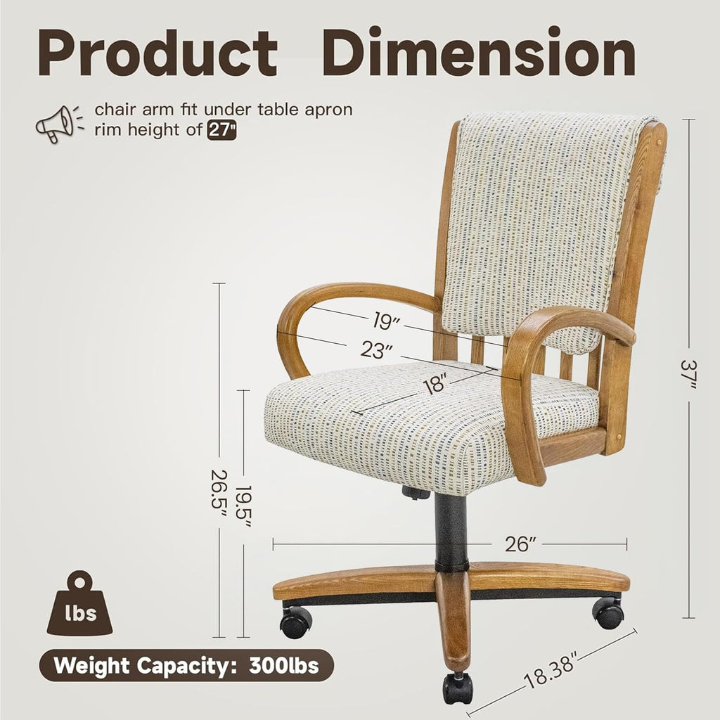 Chromcraft Set of 6 Caster Swivel Tilt Dining Chairs, Ultra Comfort Kitchen Chairs Casual Chairs with Soft Rubber Wheels Rolling Chair on Wheels for Kitchen(Ivanhoe NPL Nude)