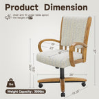 Chromcraft Set of 6 Caster Swivel Tilt Dining Chairs, Ultra Comfort Kitchen Chairs Casual Chairs with Soft Rubber Wheels Rolling Chair on Wheels for Kitchen(Ivanhoe NPL Nude)