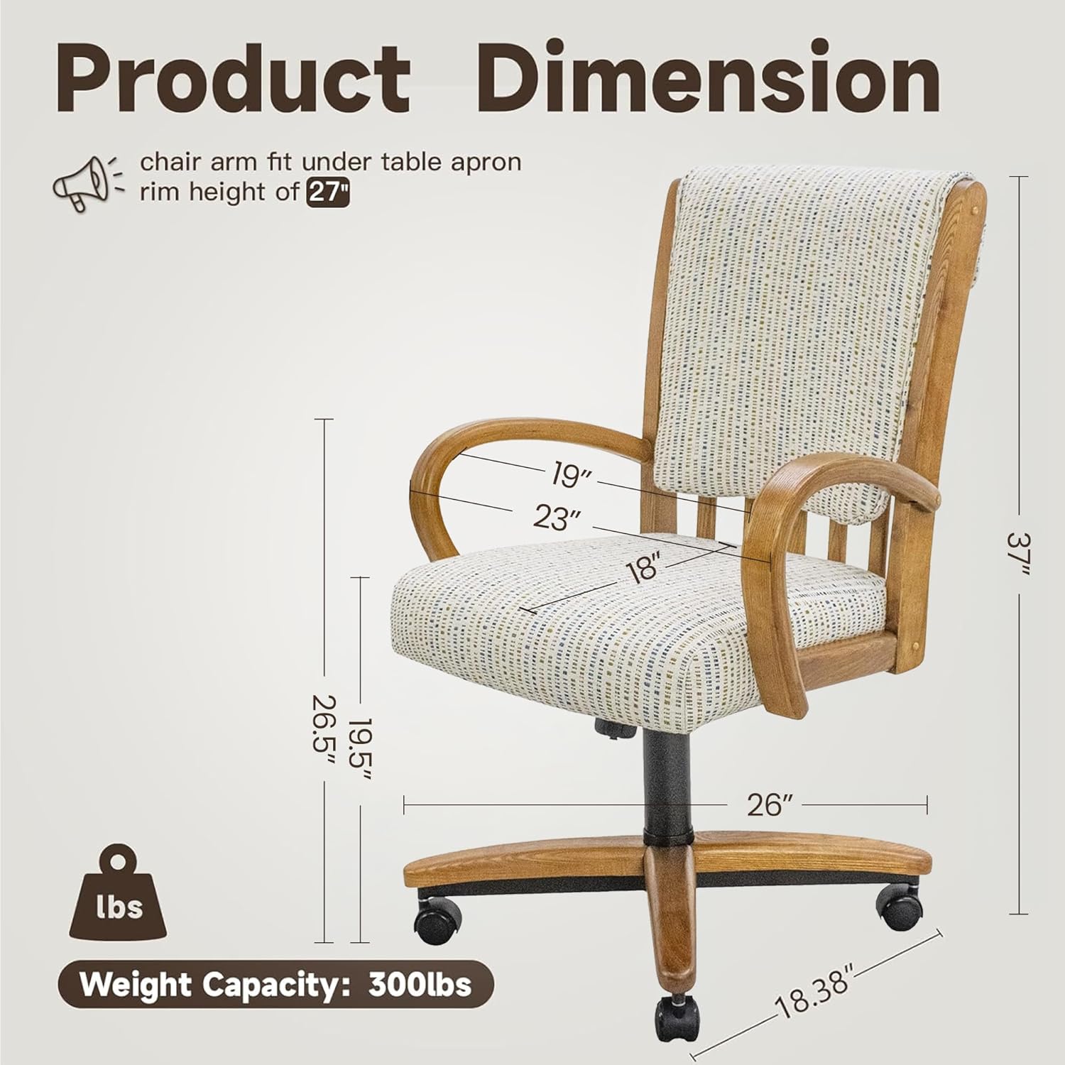 Chromcraft Set of 6 Caster Swivel Tilt Dining Chairs, Ultra Comfort Kitchen Chairs Casual Chairs with Soft Rubber Wheels Rolling Chair on Wheels for Kitchen(Ivanhoe NPL Nude)