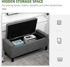 Gray Storage Ottoman with Linen Cover