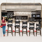 PrimeZone Swivel Bar Stools Set of 2, 24 Inch Counter Height Barstools | Black Faux Leather, High Backrest, Solid Rubberwood Frame, Wrap-around Footrest, Counter Stools for Kitchen Island, Pub