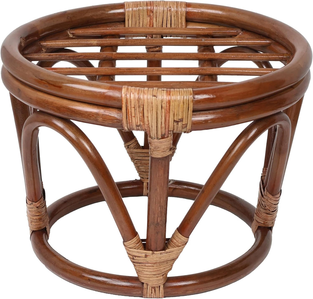 International Caravan Bali 18-inch Footstool with Solid Outdoor Cushion Lemon