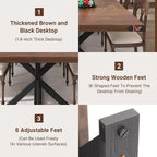 Hlivelood Dining Table for 8 10 People,Rectangular Kitchen Farmhouse Table W/Waterproof Wood Tabletop,Long Dining Room Tables W/Wood Strip Base for Kitchen Living Room(94IN BR&BK)