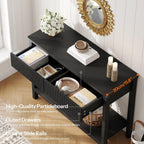 HOOBRO 39.4" Console Table with 2 Wavy Drawers, Narrow Long Entryway Table with Storage Shelf, 2 Tier Modern Sofa Table Wooden Behind Couch Table, Hallway Table for Living Room, Black BK89XG01N1
