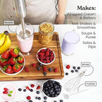 Zulay 4-in-1 Immersion Stick Mixer Hand Blender - 800 Watts, 12 Speeds, 5-ft Power Electric Cord, Handheld Portable, Stainless Steel Blades - With Whisk, Frother & Stick Blender Attachments - Red