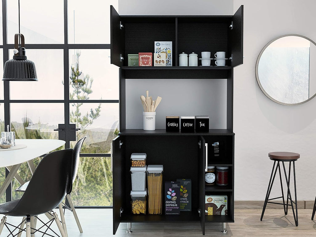3 Shelf Pantry Cabinet Black