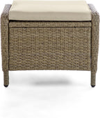 Greemotion Garda 2-Piece Outdoor Patio Aluminum Polyrattan Wicker Outdoor Ottoman All Weather Rattan Patio Furniture Outdoor Footstool Footrest Seat Set w/Removable Cushions in Beige