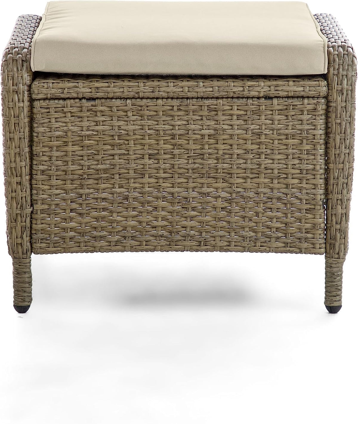 Greemotion Garda 2-Piece Outdoor Patio Aluminum Polyrattan Wicker Outdoor Ottoman All Weather Rattan Patio Furniture Outdoor Footstool Footrest Seat Set w/Removable Cushions in Beige