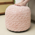 Round Stuffed Pouf Ottoman, Corduroy Poufs with Foam Chunk Filling, Furry and Fluffy Pouf Foot Stool Storage Pink 26"