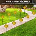 10 PCS Reflective Pinwheels for Yard and Garden Bird Devices Pre-Installed Sparkly Wind Spinner Deterrent to Scare Birds Away from Yard Patio Farm (Yellow)