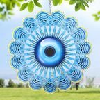 Blue Evil Eye Hanging Wind Spinners Outdoor Metal Evil Eye Decor Mandala 3D Stainless Steel Wind Spinner Protective Amulet for Home Outdoor Garden Yard Decoration (Mandala)