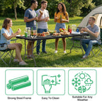 8Ft Folding Table Plastic Portable with Built in Handle & Steel Legs Black | 500LBS Capacity Portable Handle and Non-Slip Feet Indoor Outdoor Perfect for Parties, Dining, Weddings, Camping and BBQ