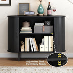 Buffet Cabinet with Storage, Fluted Sideboard Buffet with Sliding Door, Coffee Bar Cabinet with Adjustable Shelf, Console Table, Accent Table for Entryway, Kitchen (Black, 40 Inch)