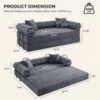 79" Convertible Futon Sofa Bed, Couch for Living Room | Dark Gray | Corduroy Loveseat Sleeper Sofa, Modular Futon Couch with Pocket Spring Core, Pull Out Couch No Assembly
