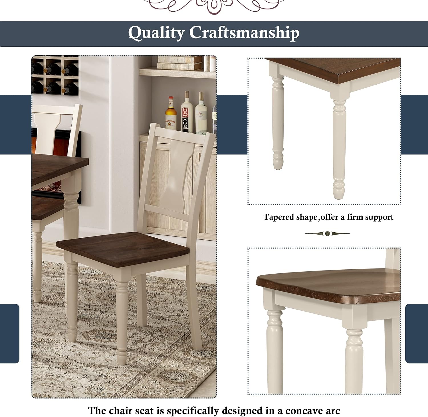 LUMISOL 60" Farmhouse Kitchen Table Set for 4-6