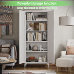 Metal Storage Cabinet with 2 Doors and 4 Adjustable Shelves, Metal Pantry Cabinet for Kitchen Living Room, Required Assembly, White,13.78" D x 27.56" W x 63.58" H