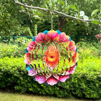 Stainless Steel Wind Spinner Indoor Outdoor Garden Decoration Crafts Ornaments 10 inch 3D Frosted Wind Spinner Mandala Worth Gift Wind Sculptures