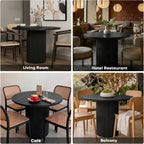 Comfy to go 36 inch Modern Round Dining Table, Solid Wood Strips Pedestal Base, Fluted Design, Round Kitchen Table Waterproof, Scratch Resistant,Easy to Clean,Seats 2-3 People–Black
