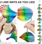 Rainbow Wave Wind Spinners Outdoor Hanging Garden Decor,Bird Deterrents for Outside,Sparkly Reflective Wind Spinner,Stainless Steel Bird Scare Devices-Scare Birds Away from Yard Patio Farm