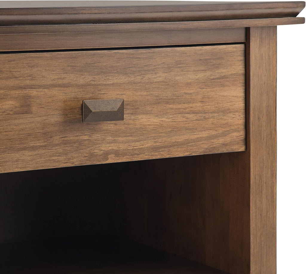 SIMPLIHOME Artisan Solid Wood 24 inch Wide Transitional-Style Bedside Nightstand Tables in Rustic Natural Aged Brown for the Living Room and Bedroom (Set of 2)