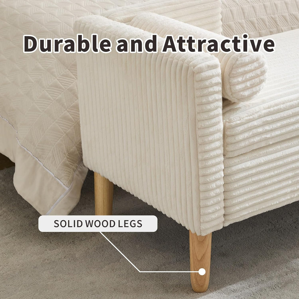 Chifee & Vingol 65.35" W Ottoman with Storage Bench for Bedroom End of Bed with Removable Pillows Upholstered Storage Ottoman Bench for Bedroom Living Room Hallway,Ivory