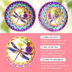 Dragonfly Mandala Wind Spinners Garden Yard Decor Gift for Women Men, 12 Inch Outdoor Metal 3D Wind Spinner, Stainless Steel Hanging Wind Catchers Kinetic Sculpture for Outside Decoration
