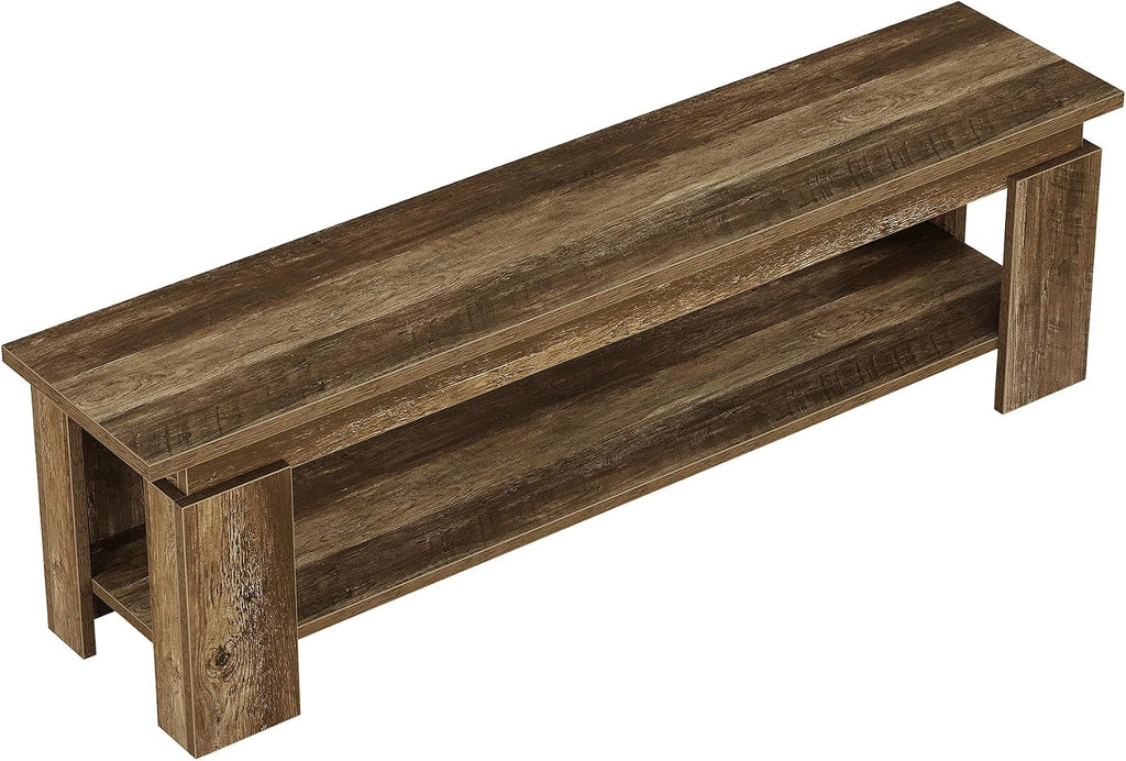 Tribesigns 63" Dining Bench for 2-3, Farmhouse Wooden Dining Room Bench with Storage Shelf for Kitchen & Dining Room