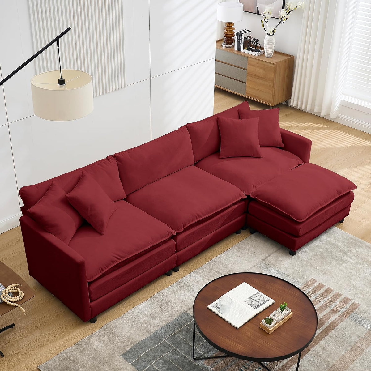 108.27" Modular Sectional Sofa, 4 Seat L Shaped Couch with Chaise | Deep Seat Cloud Couch With Soft Chenille Fabric, Reversible Chaise Modular Design Spacious Comfort for Home, Apartment, Dorm
