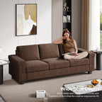 COPIAE 3 Seater Sofa Couch with Deep Seat, 90" Modern Upholstered Sofa with Armrests, Easy Installation, Comfy Couches for Living Room, Apartment,Dark Brown