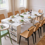 118.2" Modern Extendable Dining Table for 2 to 12 People with Outlet, Space Saving Expanding Table with Storage for Party, Weddings, Meetings, Celebrations (White)