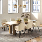 Furniliving Swivel Dining Chairs Set of 2, 360° Swivel Dining Room Chairs with Mental Legs, Mid Century Modern Kitchen Dining Room Chairs with Arms & Thickened Cushions for Kitchen, Velvet, Beige