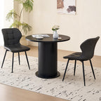 31.5" Round Dining Table for 2, Modern Small Pedestal Kitchen Table, Space Saving, for Apartment Dining Living Room,Black