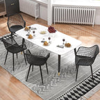 GOFLAME Dining Chairs Set of 4, Plastic Kitchen Chairs with Metal Legs, Hollowed Backrest and Curved Seat, Modern Accent Chairs, Armless Side Chairs for Living Room, Dining Room, Bedroom, Black