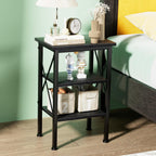 VECELO Modern Nightstands X-Design Side End Table Night Stand with Storage Shelf for Bedroom,Living Room