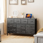 Dresser for Bedroom 10 drawer TV Stand Black fabric dresser for 55'' TV