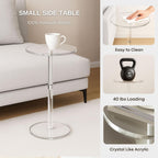 Acrylic Side Table, Round Drink Table for Small Spaces – Modern Clear End Table for Bedroom, Living Room, Office, Outdoor, Bathroom | Minimalist Design, Easy Assembly 11.8" W x 21" H