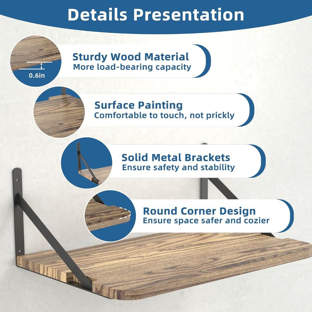 Projector Shelf for Wall Mount, 16.5" × 11", Holds Up to 25lbs, White | Solid Wood, Long-Lasting, Floating Shelf for Router, TV Cable Box, Game Console, DVD Player, Modem