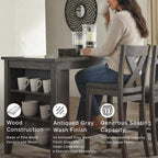 Signature Design by Ashley Caitbrook Counter Height Dining Table, Gray | Built-in side storage shelves, Veneers, wood and engineered wood construction, Kitchen island with seating