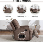 ANJ 360° Swivel Rocker Recliner Chair for Adults, Classic Manual Glider Recliners with Overstuffed Backrest, Upholstered Rocking Reclining Sofa Chair for Living Room, Brown