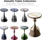Homes: Inside + Out Halric Modern 24" Tall Round End Table with Decorated Tabletop and Iron Metal Base, Accent Furniture, Elegant Pedestal Stand for Living Room, Home Office, Antique Brass